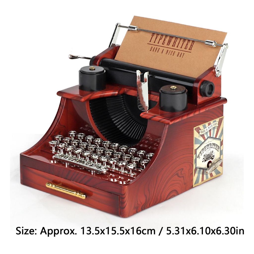 Vintage Typewriter Music Box with Drawer Wind Up Dynamic Typewriter Musical Box for Home Table Desk Decoration YL2021