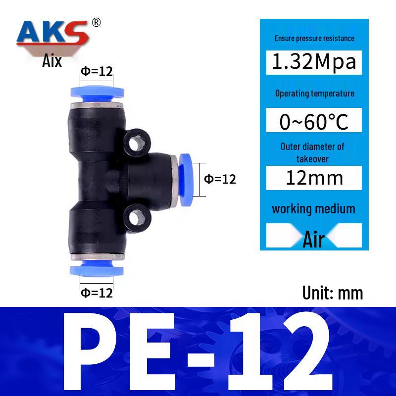 Pneumatic Nylon Air Hose Quick Connect Fittings: PU Straight, PY 5-Way, Cross 4-Way, PZA 3-Way, PE Connector with White/Blue Cap