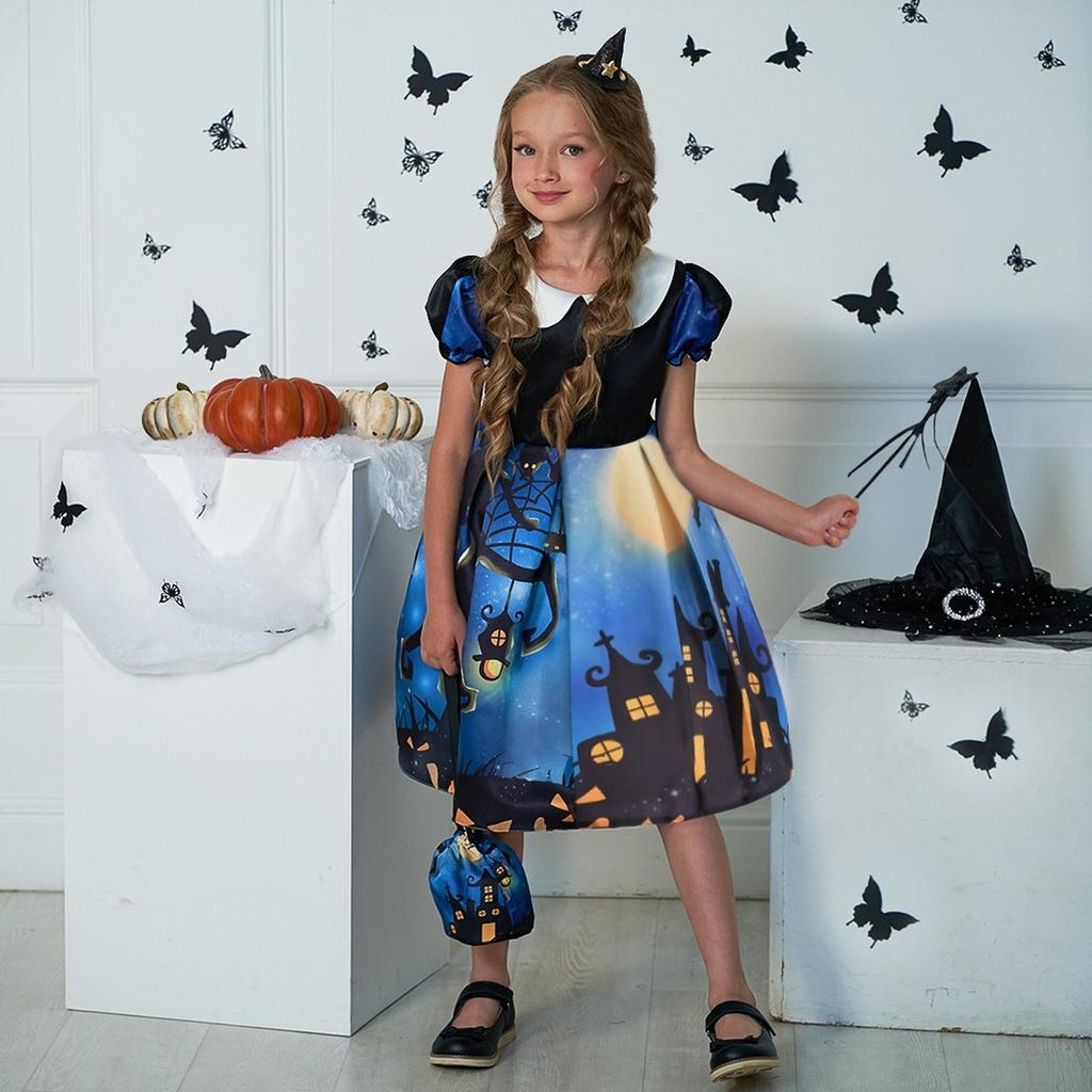 Αποκριάτικη Στολή Μάγισσας Cosplay Για Κορίτσια Με Τσάντα, Καρότσι Σχέδιο