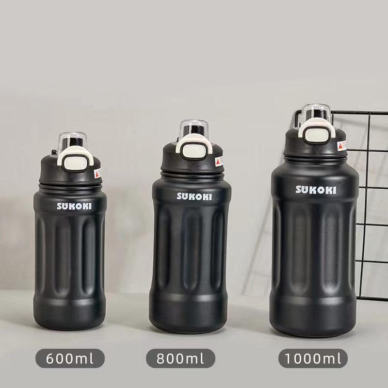 600/800/1000ml Large Capacity 316 Stainless Steel Thermos Cup Portable Handle Outdoor Sports and Fitness Drinking Cup Spring Lid Design Kettle
