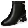 FHC Women Ankle Boots,Soft Bottom Short Botas,Autumn/Winter Shoes,Round Toe,Block High Heels,Red,Black,35-40,Dropship