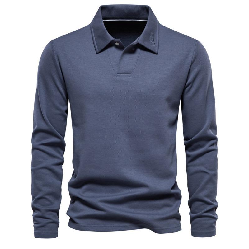 Men’s Washed Long Sleeve Polo Shirt