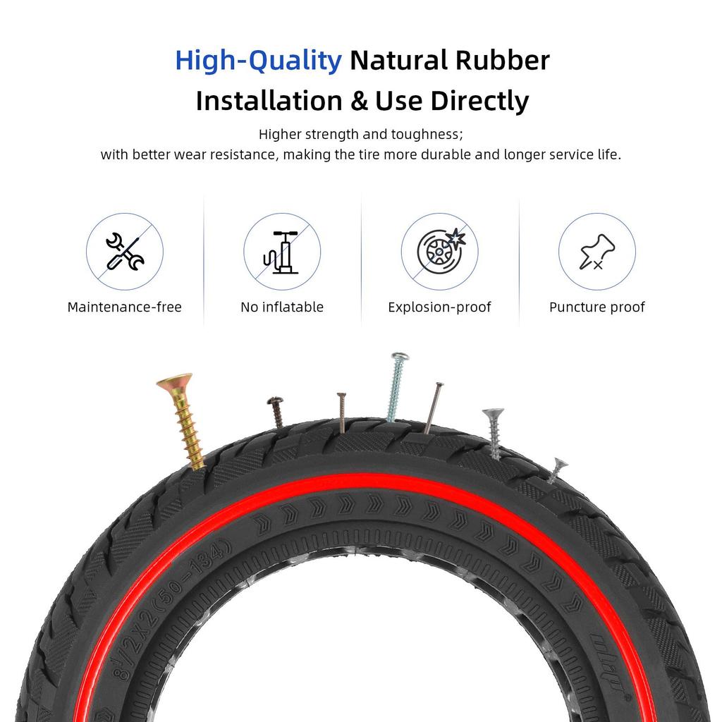 Ulip 8.5*2(50-134) Solid Tire with Red Circle for VSETT 9 & 9+ / ZERO 8/9 / Inokim Light 2 Scooters