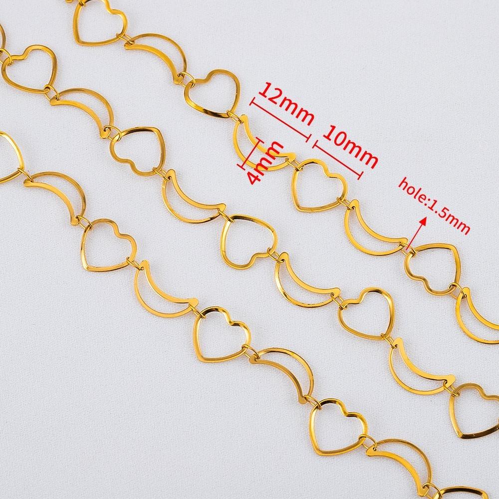 Stainless Steel Hollow Chain Flat Chain 1 Meter Length Heart Connecting Chain Love Moon Star Crown Chain Clothing Accessories