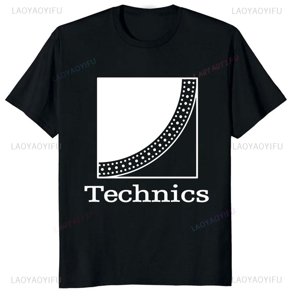 New Arrival Technics Dj Turntable Music House Printed T-shirt Techno Electronic Hip Hop Graphic T Shirts Streetwear Summer Tees