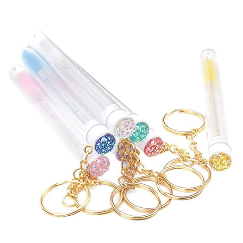 Eyelash Brush With Tube Keychain Resin Drill Eyebrow Mascara Wand Applicator