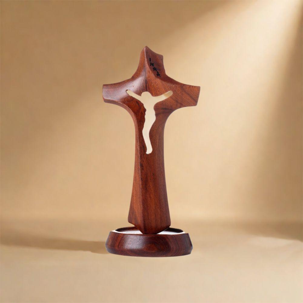 Natural Religious Crosses Ornament Detachable Crucifix Sculpture Hollow Cross Home
