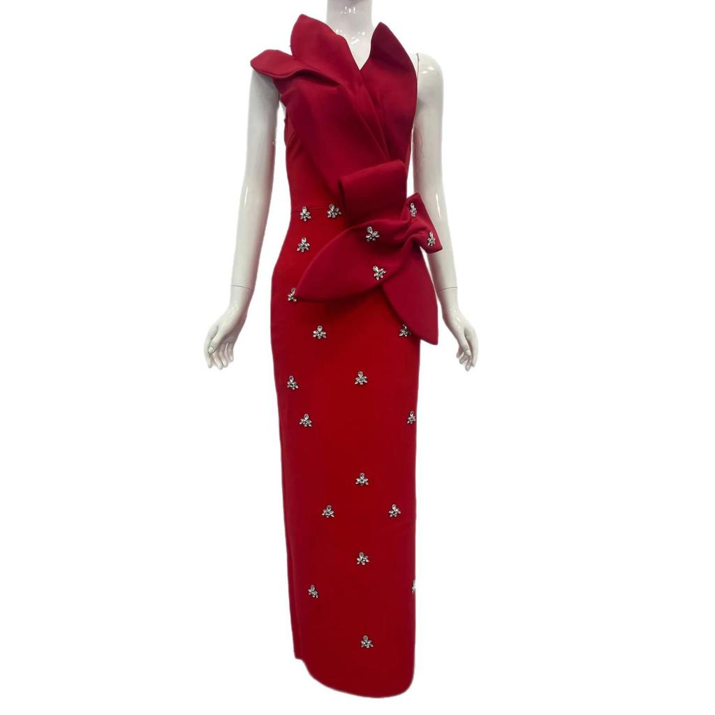 Elegant Strapless Diamond-Embellished Slim-Fit Bandage Evening Dress