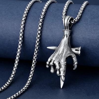 New Gothic Skull Claw Sword Cross Pendant Necklace