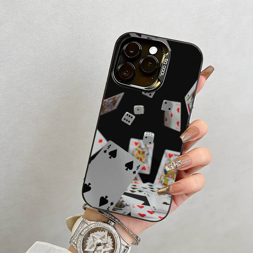 

Poker Cards Phone Case For iPhone 17,16,15,14,13,12,11 Plus,Pro Max,XS,Colorful Silver Phone case Funda Cover iPhone15Plus