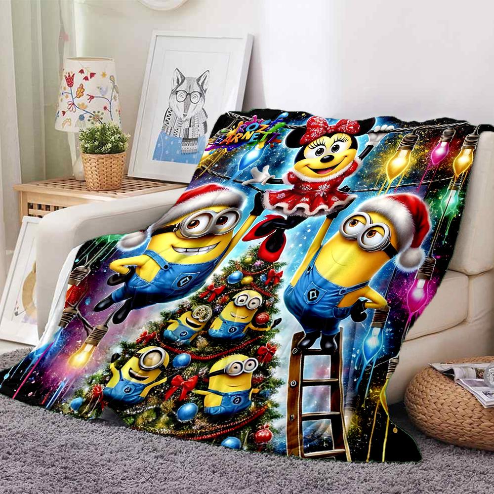 1Pc Minions Bananas Party Blanket Soft And Comfortable Casual Warm Camping Travel Christmas Halloween Gift M91750