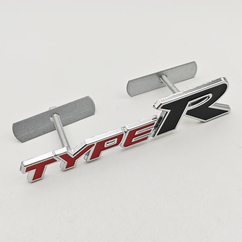 3D Metal Type R S Logo Front Grill Badge Rear Trunk Emblem Sticker Decals For Honda Civic TYPER CRV Accord Fit Car Accessories