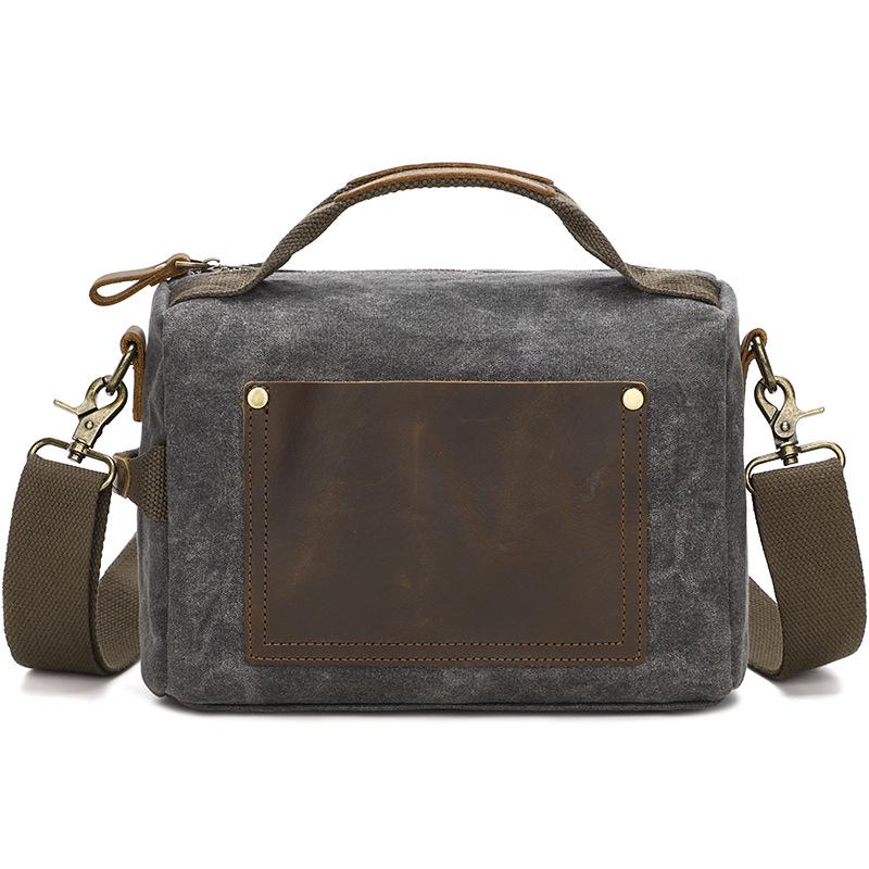 

Винтажная мужская холщовая сумка через плечо - Повседневная сумка для хранения телефона темно-серого