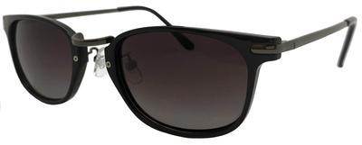 Az Polarized Light Cut Plastic Metal Combination Type Sunglasses Black Gun Plated Half Polarized Lens [FaceTrick Label] Lens/UV Protection/Blue