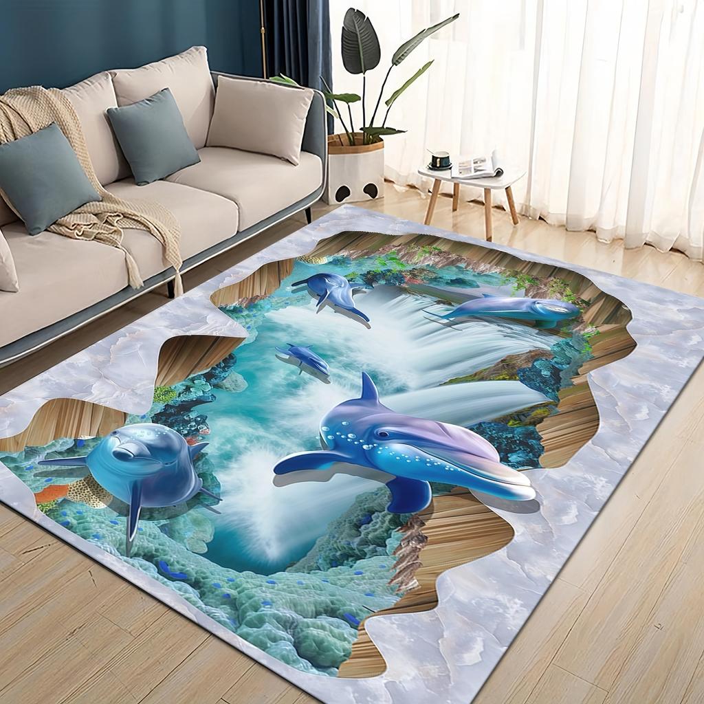 27 Style 3D Illusion Pattern Hallucination Underwater Dino Carpet Rug for Living Room Bedroom Home Sofa,kids Non-slip Floor Mat
