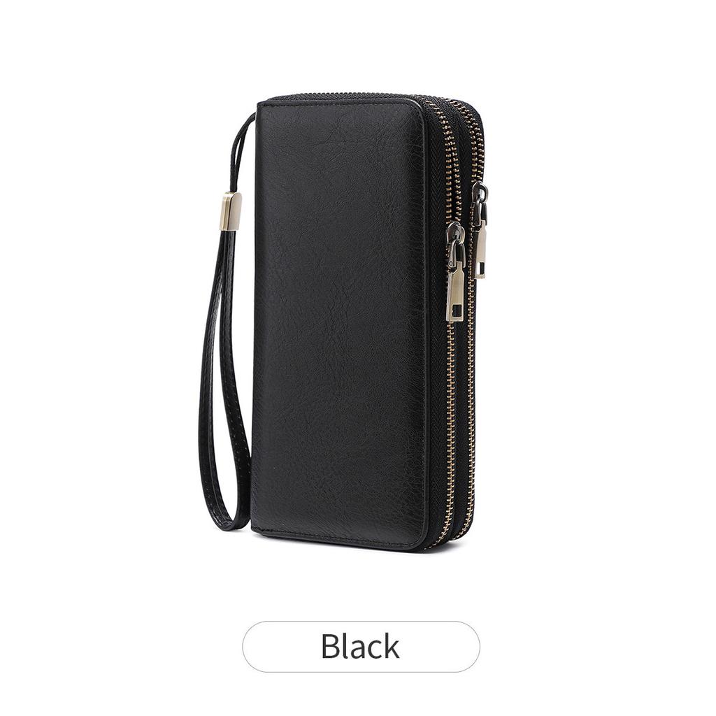 New Anti-theft Brush Women's Wallet Double Zipper Organ Card Bag Retro Large Capacity Clutch Bag