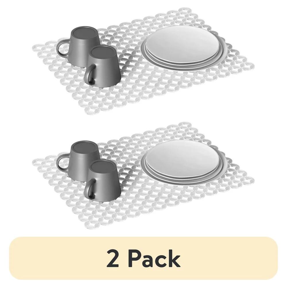 2 Pack Kitchen Sink Mat Protector Geometric Design Flexible Durable Polypropylene Cushioning Kitchen Sink Scratch Prevention