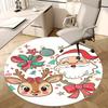 1ks Vánoční Santa Claus a Sob Kulatý Koberec Anime Kreslený Design, Sváteční Dárek, Protiskluzová Rohožka pod Kancelářskou Židli, Domácí Dekorace, Obývací Pokoj