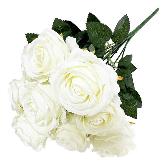 Simulated Roses Bunch Realistic Artificial Roses Faux Rose Bundle with Bendable Stems for Home Decor Parties Weddings Flower Arrangements