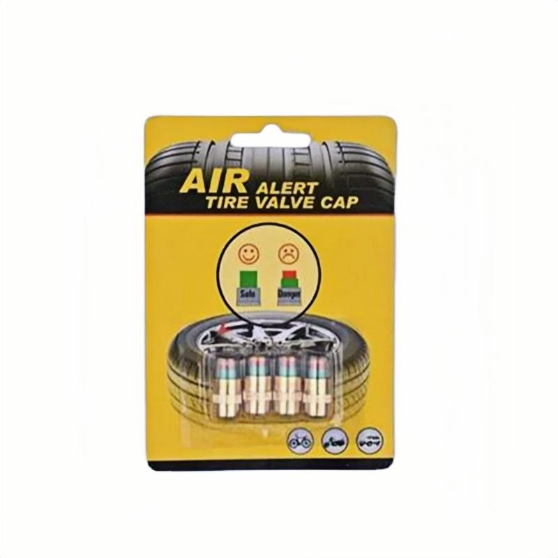 Car tire pressure warning cap, external tire pressure monitor, detection, anti-theft, vacuum tire valve cap, tire pressure gauge 4pcs copper color