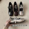 Silver Single Shoes Women's New Spring and Summer Flat-bottomed Temperament Fairy Square Head Light Mouth Mary Jane Shoes