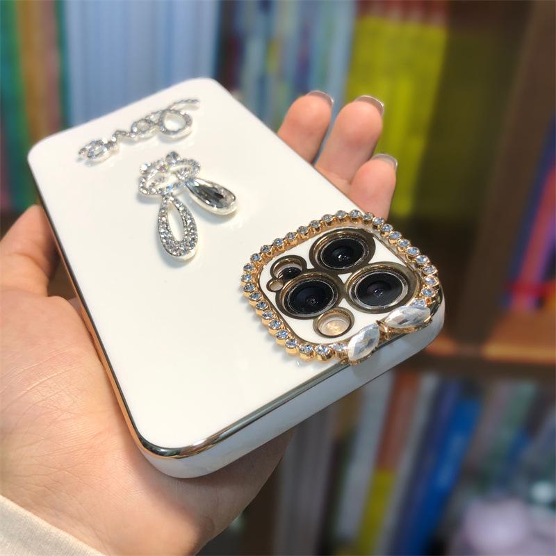 Vivo X100Pro Mobile Phone Case: Anti-Fall Soft Glue with Cartoon Rhinestone Rabbit Design