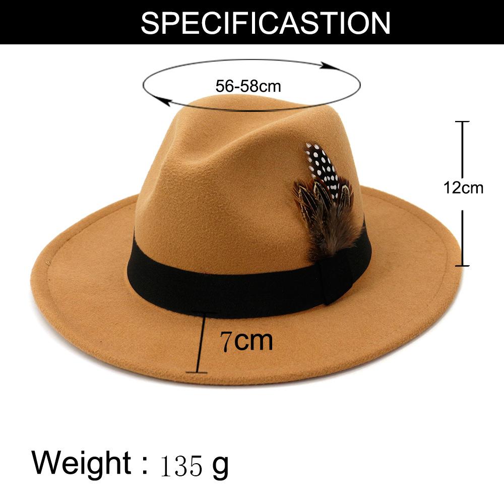 Gelbe Feder Fedoras Herren Fedora Hut Herren Panama Oberkappe Unisex Hut Militärfarbe Fedoras Hut mit breiter Krempe Kirchenhut Partyhut