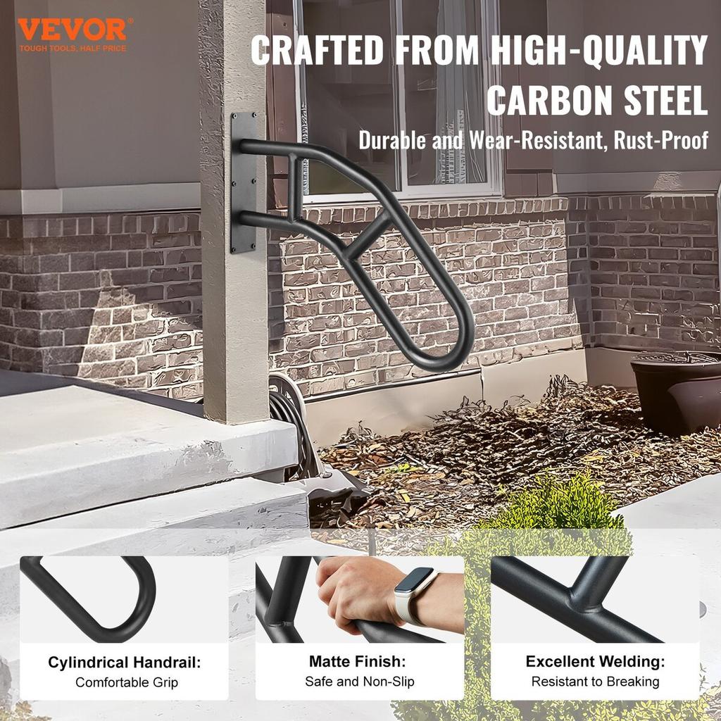 Handrails for Outdoor Steps 29" Wall Mount Safety Railings for 1-3 Steps