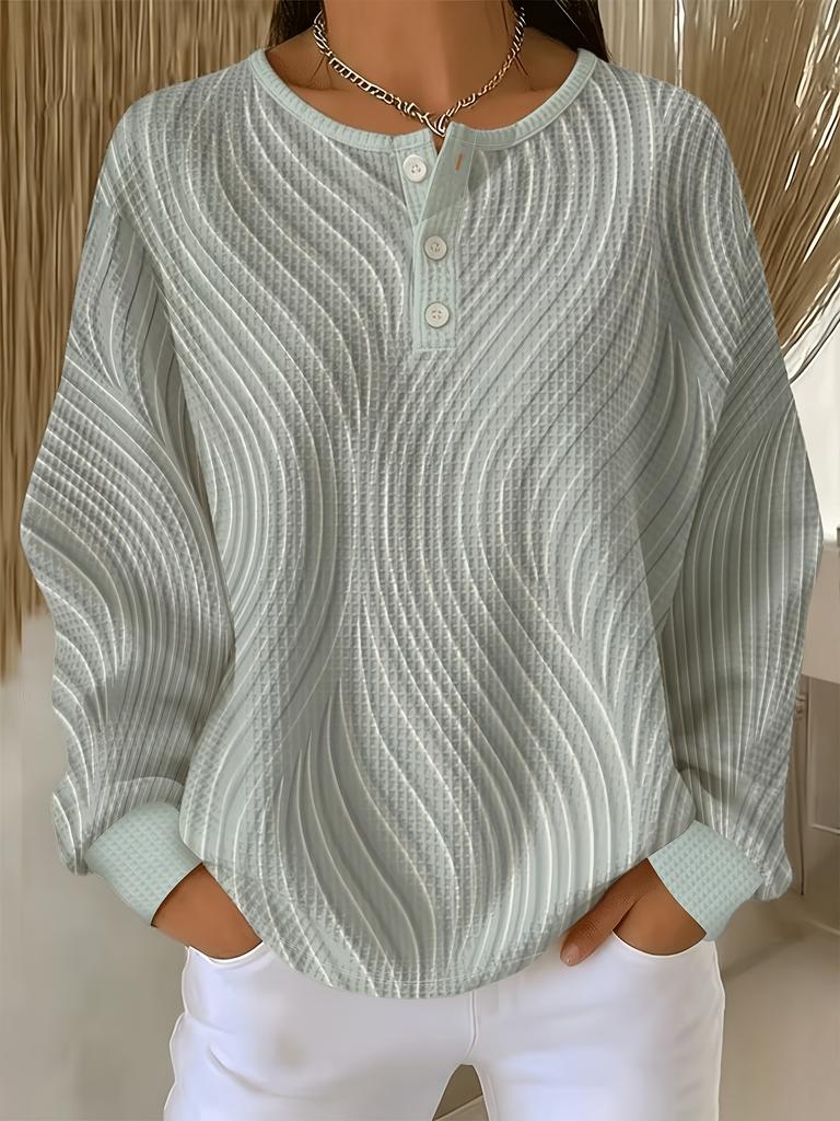 Women's waffle long sleeved T-shirt, made of soft, skin friendly, breathable fabric, comfortable, casual, versatile and stylish