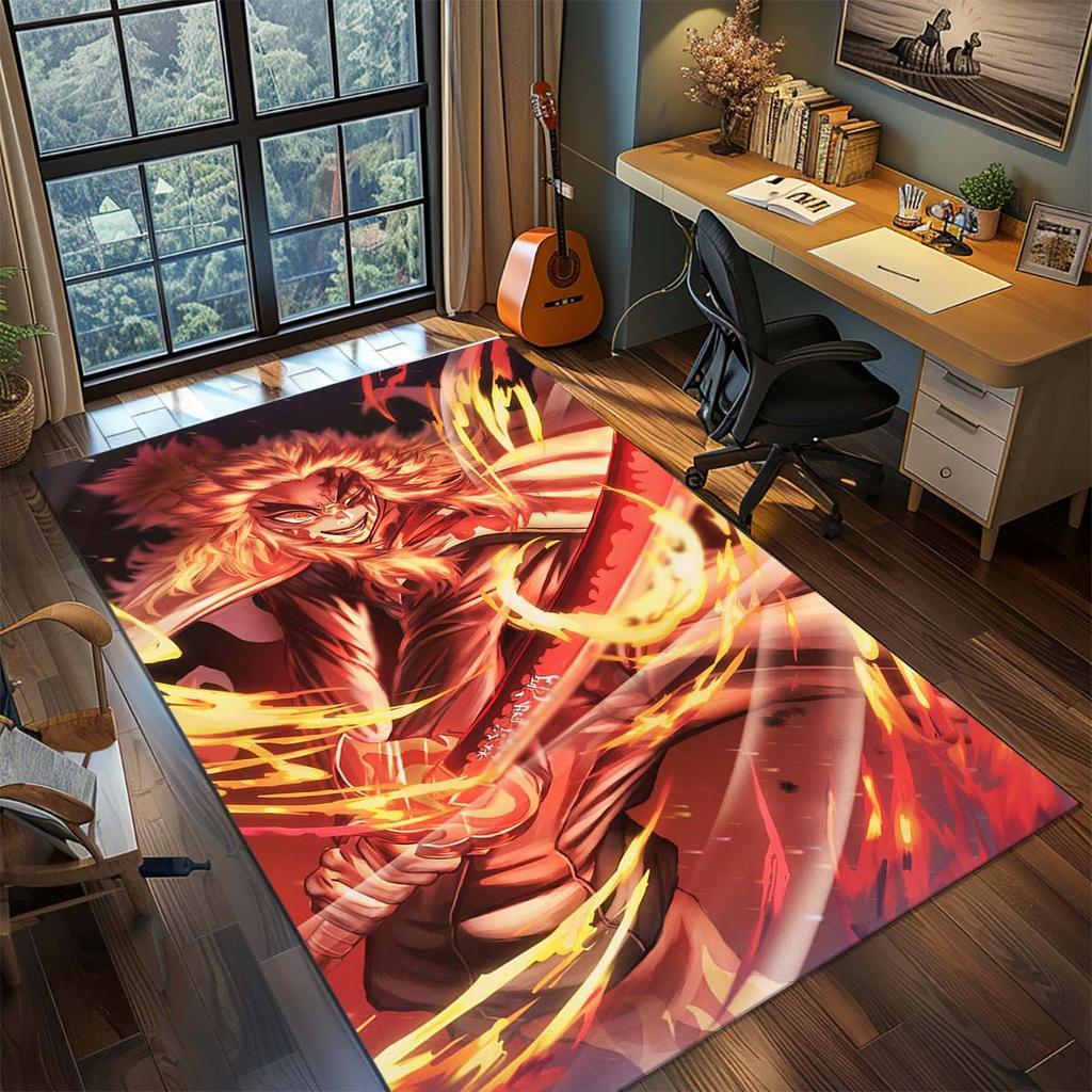 Demon Slayer Anime Rug Carpet Large Area Rug Non Slip Washable Floor Mat Gamer Room Bedroom Home Decor -QJY