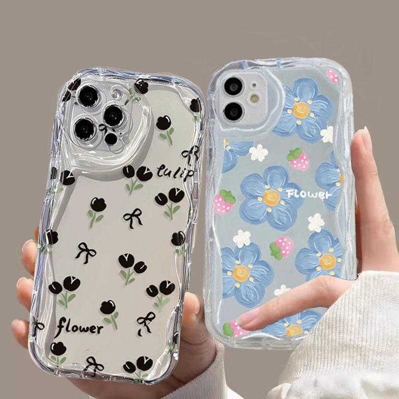 Tulip Flower Floral Case For Samsung Galaxy A34 5G A55 A35 S22 Ultra S24 S23 A54 A53 A52 A14 A13 Cover Funda Soft Transparent