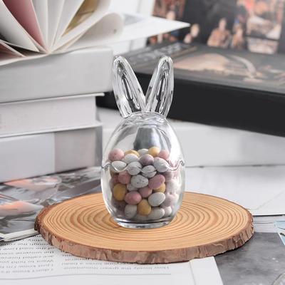 Orelhas de Coelho da Páscoa Pote de Vidro para Armazenamento Ovos de Páscoa Simples Decoração de Festa Doce Pote de Páscoa para Casa S L5K5