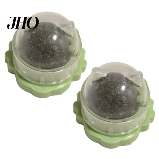 Interactive Cat Toy 2Pcs Catnip Lick Balls Rotating Ball Safe Healthy Kitten Chew with Adhesive for Wall or Floor Cats Licking Chewing Play