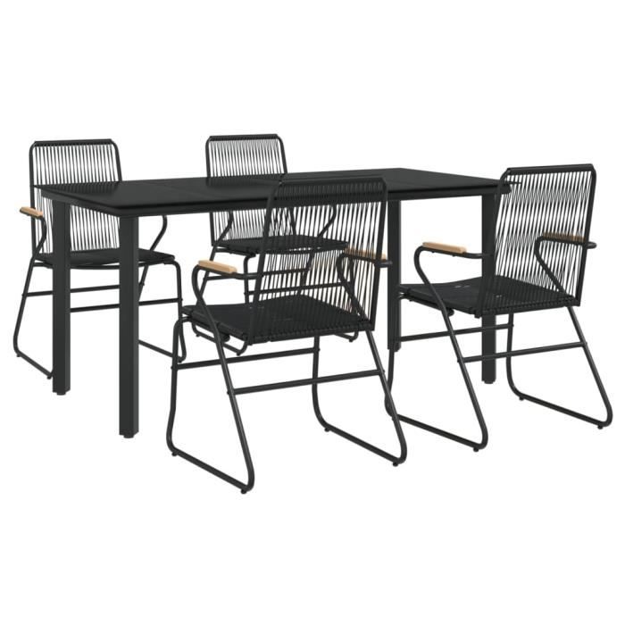 VidaXL Mobilier à dîner de jardin 5 pcs Noir Rotin PVC 3156572