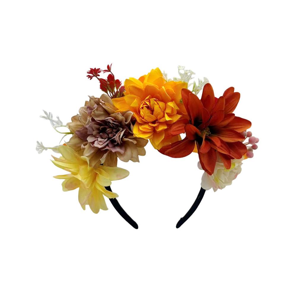 New simulated flower headdress fabric chrysanthemum accessories wreath vacation photo headband women