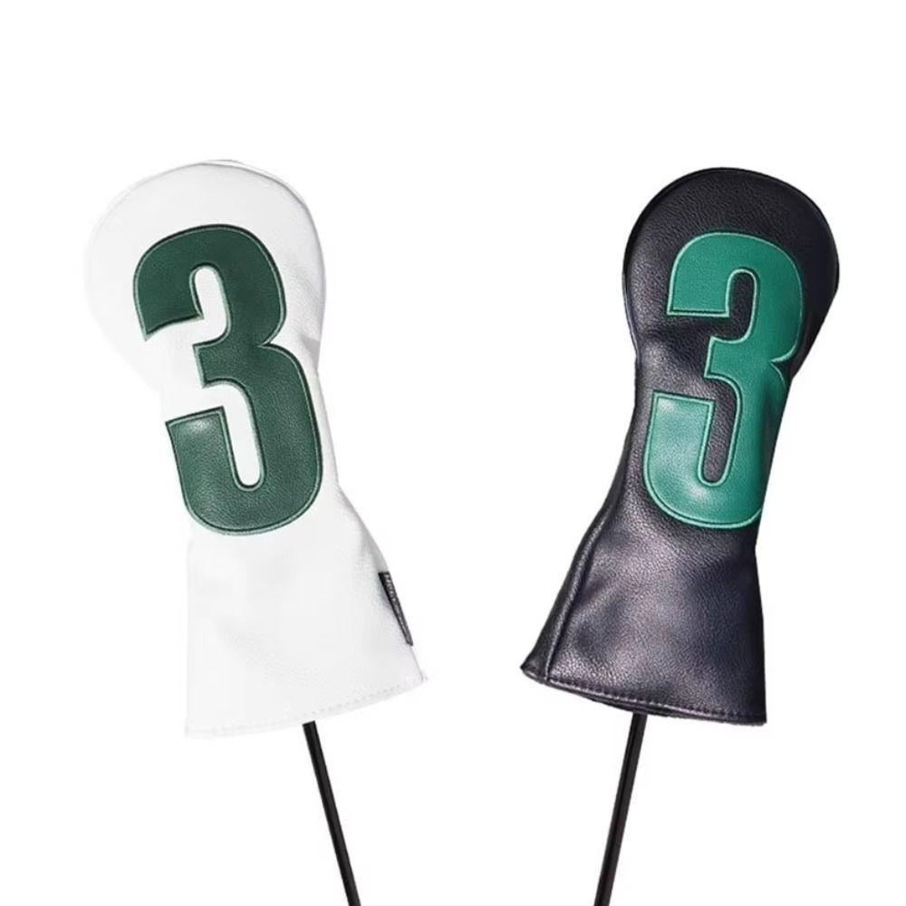 PU Leather Golf Club Cover 1 3 5 U Embroidered Portable Driver Fairway Multifunctional Golf Club Head