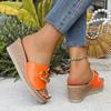 Fashion Plus Size 2025 New Summer Platform Women’s Slippers Hot Sale Casual Wedges Metal Decoration Sandals for Outdoor Daily Slippers