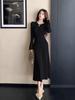 Elegant Bell Sleeve Bodycon Knit Dress and Coat - New Chinese Style for Women, Autumn Winter Collection