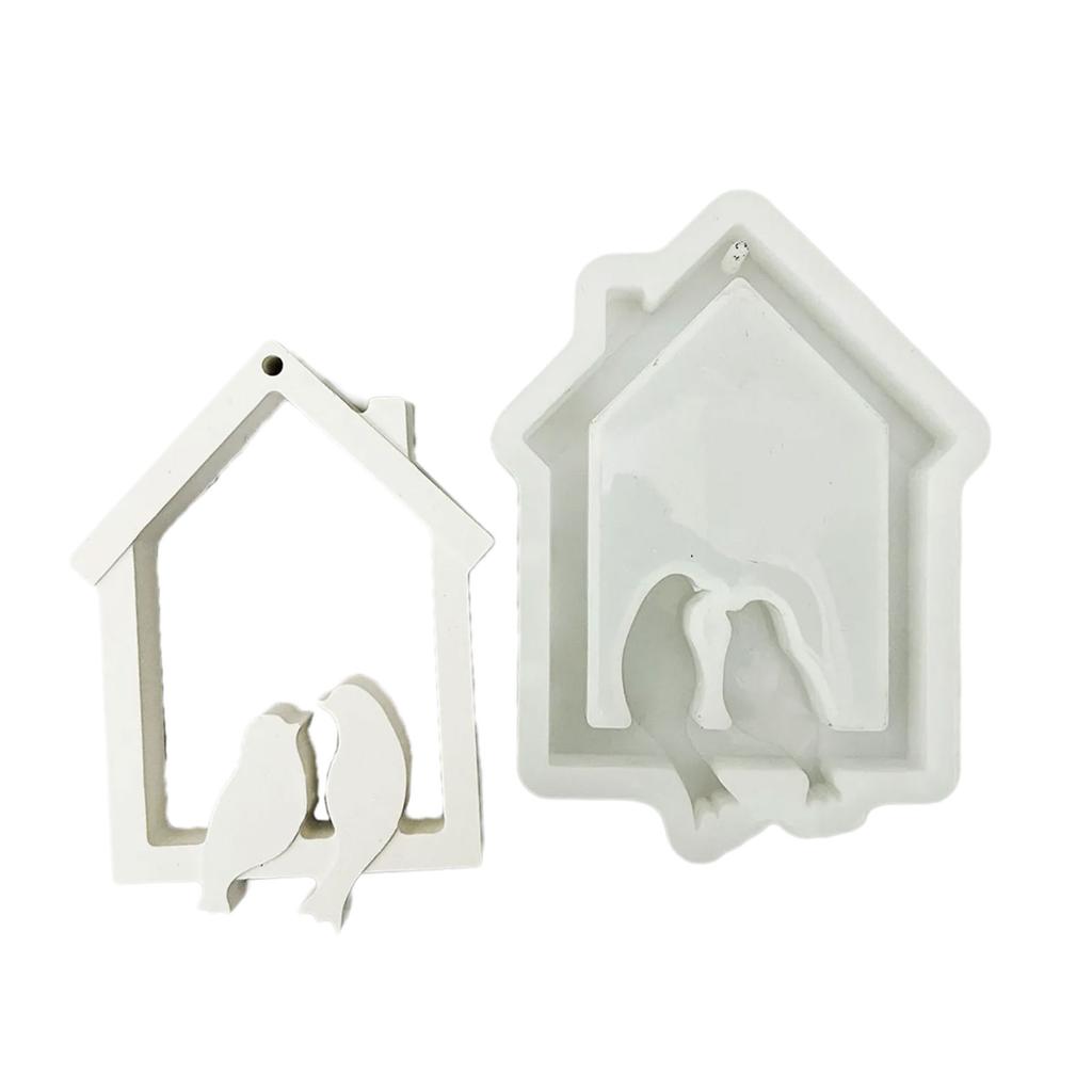 Birds House Hanging Silicone Mould Hanging Ornament Castings Molds Decorative Plasters Molds for Holiday Decorations