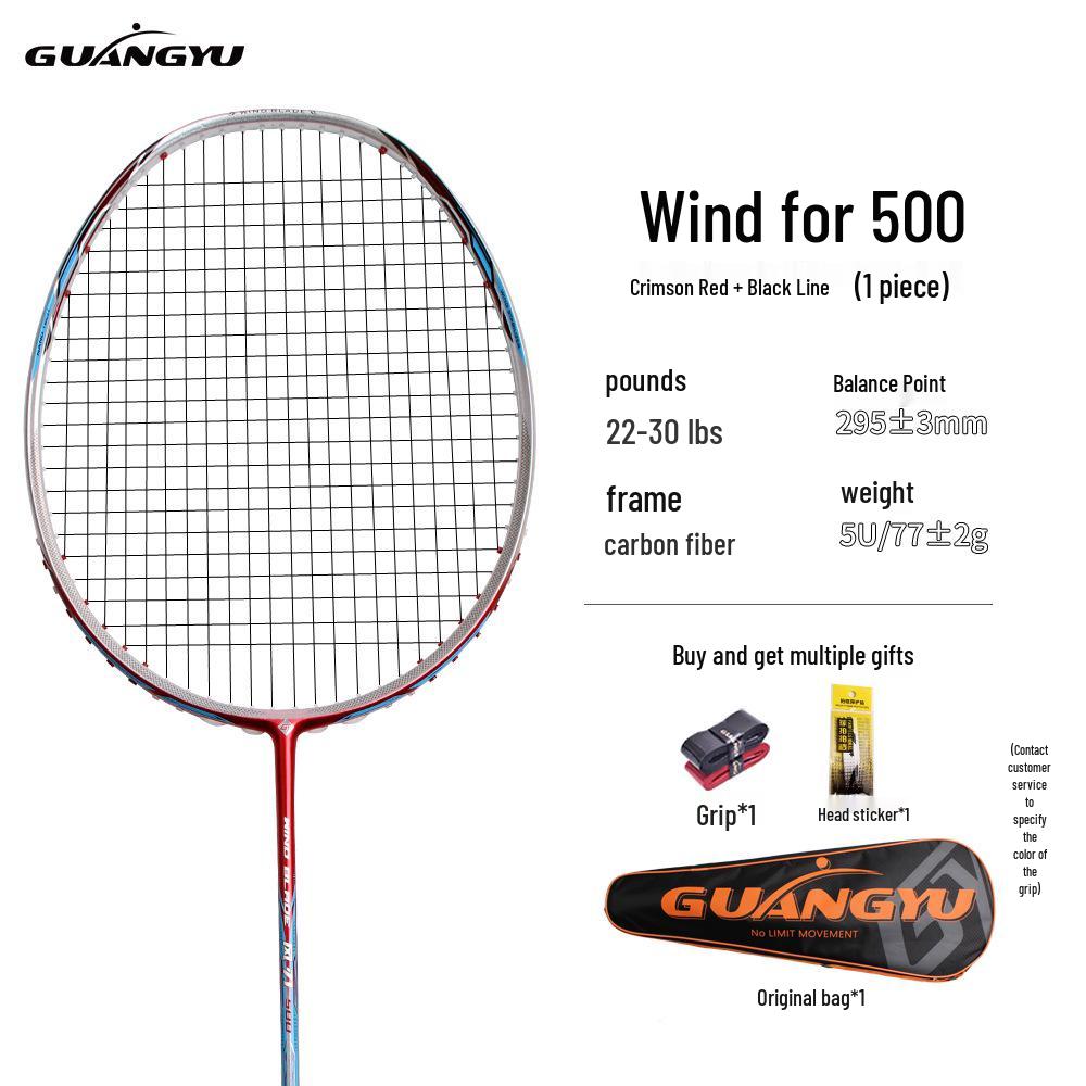 Wind Blade 500 Carbon Fiber Badminton Racket, Speed Offensive 5U, Unisex Professional.