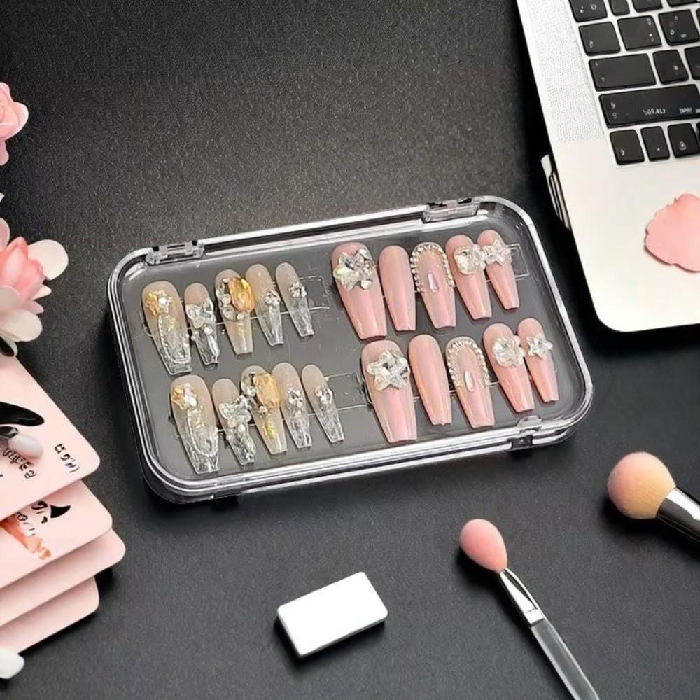 Rectangle Clear Jewelry Box Plastic Packaging Box Nail Storage Case For False Nails Display