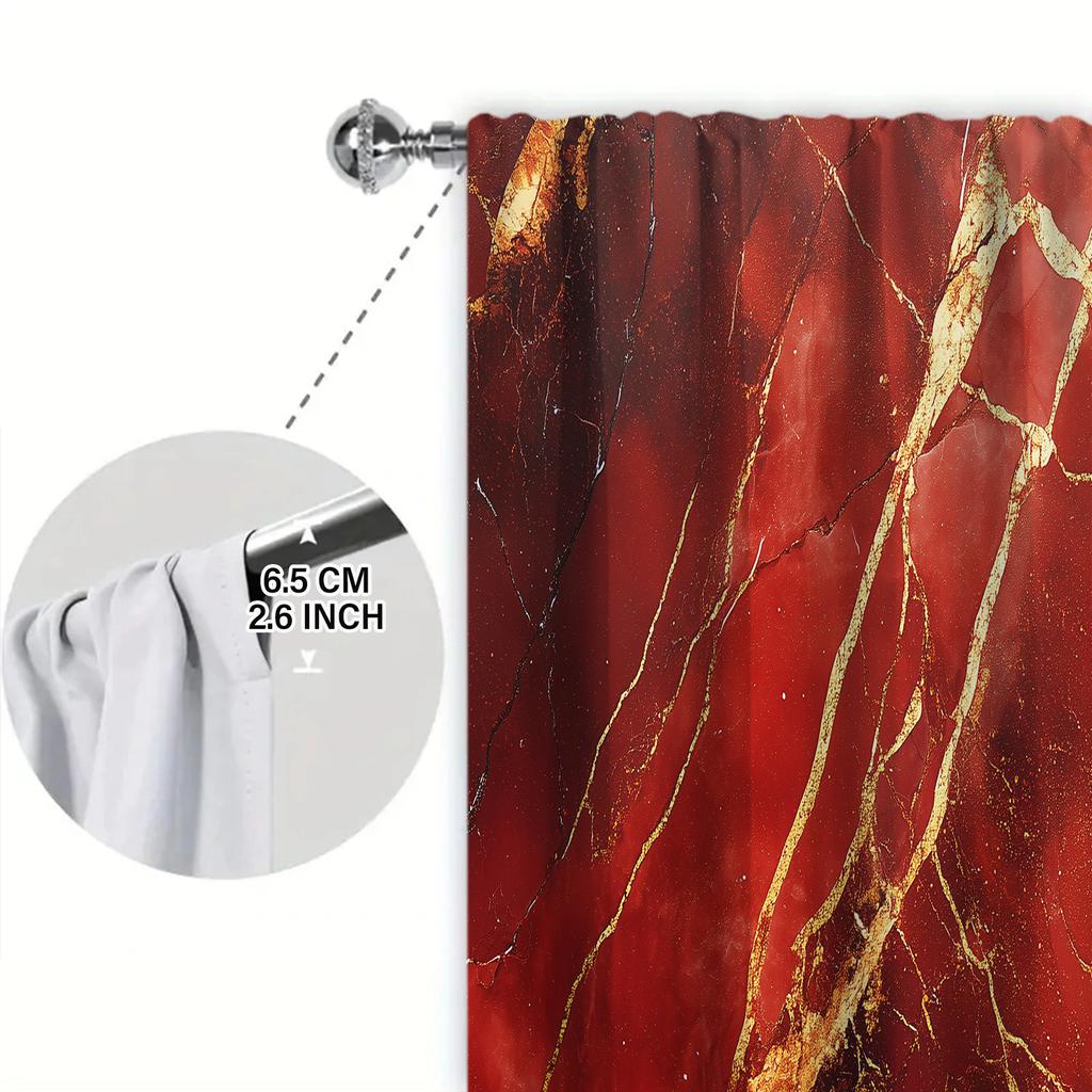 Set di 2 Tende Stampate in Marmo Rosso Dorato Arredamento per la Casa Tende per Finestre Camera da Letto Ufficio Cucina Soggiorno Realizzate in Poliestere Seduta