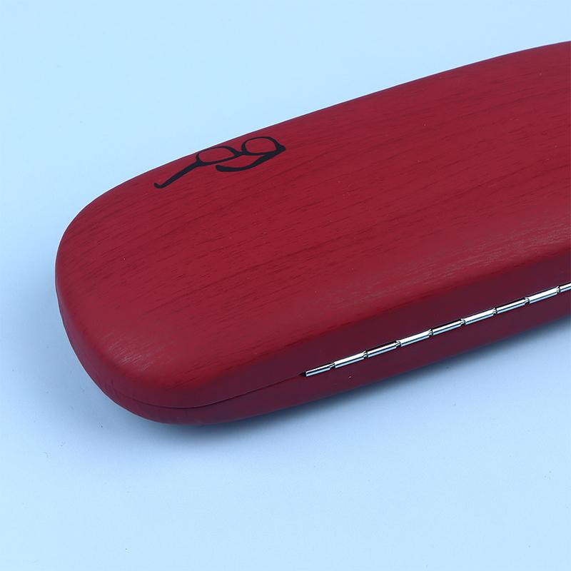 1Pc Pu Leather Eyeglass Box Wood Grain Hard Kit Holder Metal Reading Glasses Case For Men And Women Pu Leather Eyeglass Box