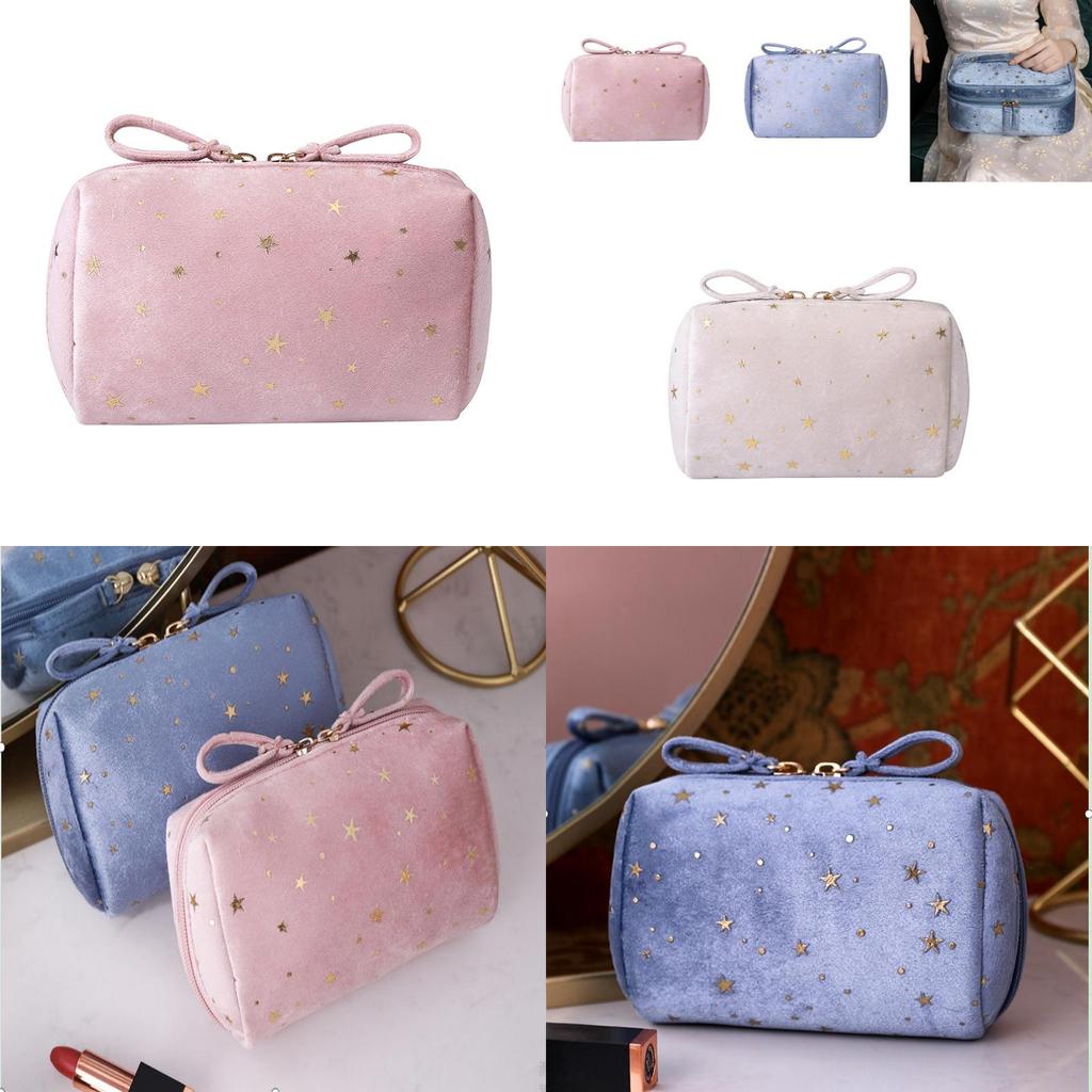 Luxurious Flannel Starry Clutch Makeup Bag For Travel And Cosmetic Storage