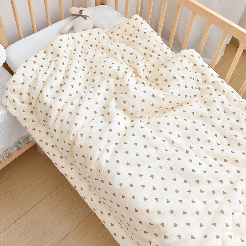 mling Beige Bear Crepe Printed All-Season Nap Quilt