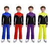 Boys Figure Skating Competition Outfit: Mock Neck Long Sleeve Rhinestone Top with Back Invisible Zipper & Elastic Waist Pants