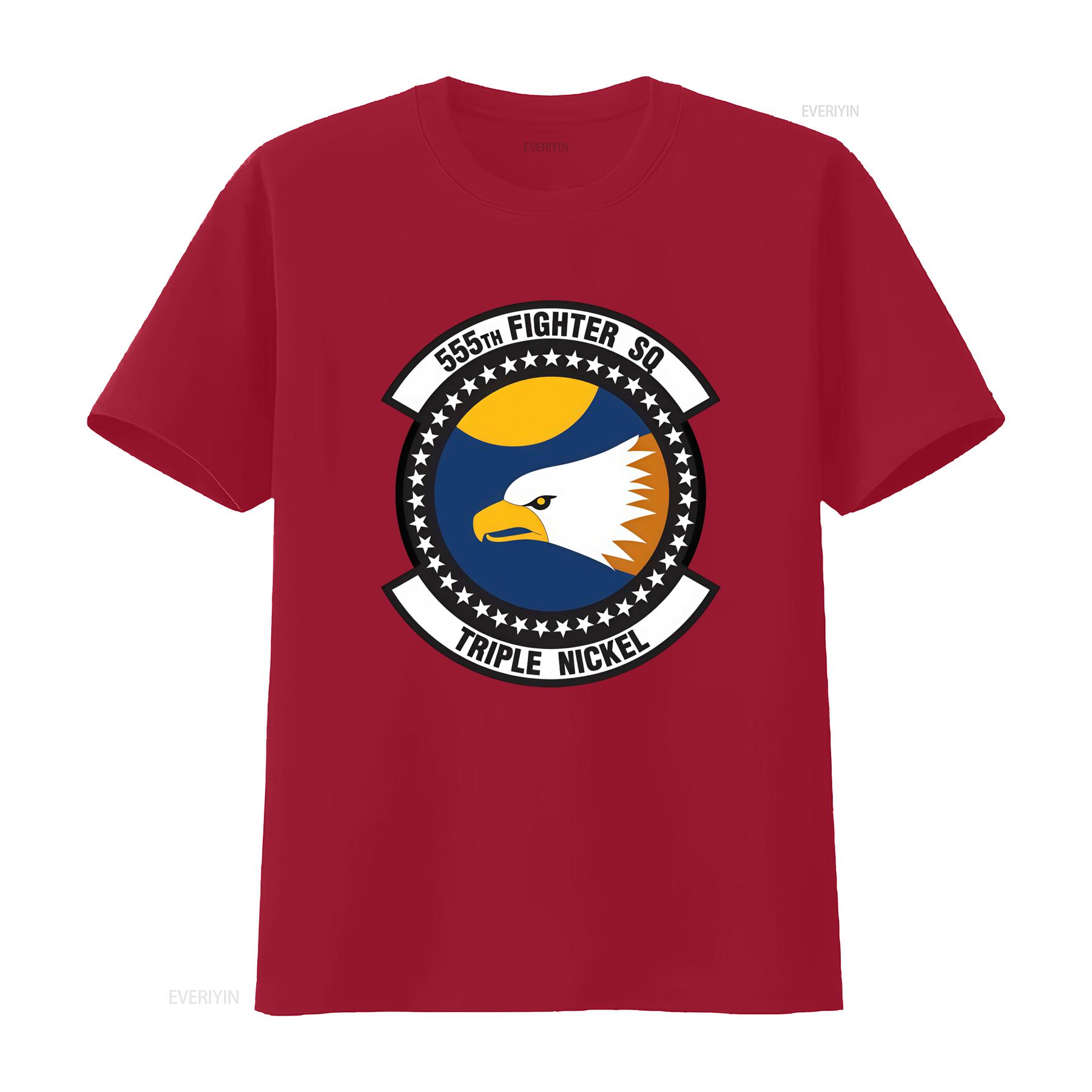 USAF Licensed 555th Fighter Squadron T Shirt D3 Triple Nickel Design with Eagle Logo vintage Washed Stretched Casual Slightly S