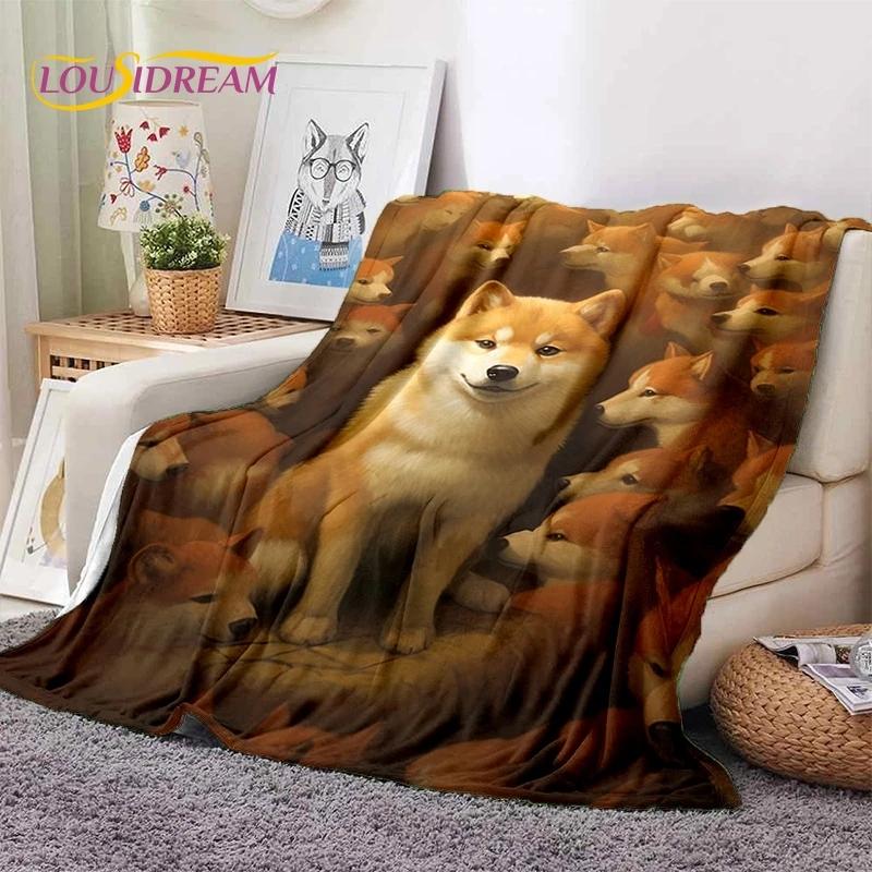 Cute Dog Samoye, Chihuahua, Husky, Koki Cartoon Soft Flannel Blanket for Beds Bedroom Sofa Picnic,Throw Blanket Outdoor Leisure
