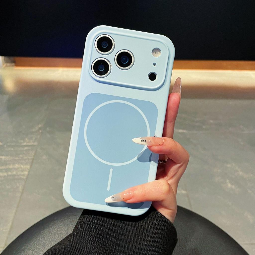 iPhone 17 Two-Color Liquid Silicone Case with Magnetic Ring for Apple 16Promax and 14 Protective Models