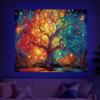 Mystic Tree of Life Tapestry, Boho Colorful Galaxy Moon Print Large Wall Hanging for Bedroom Living Room Aesthetic Decor
